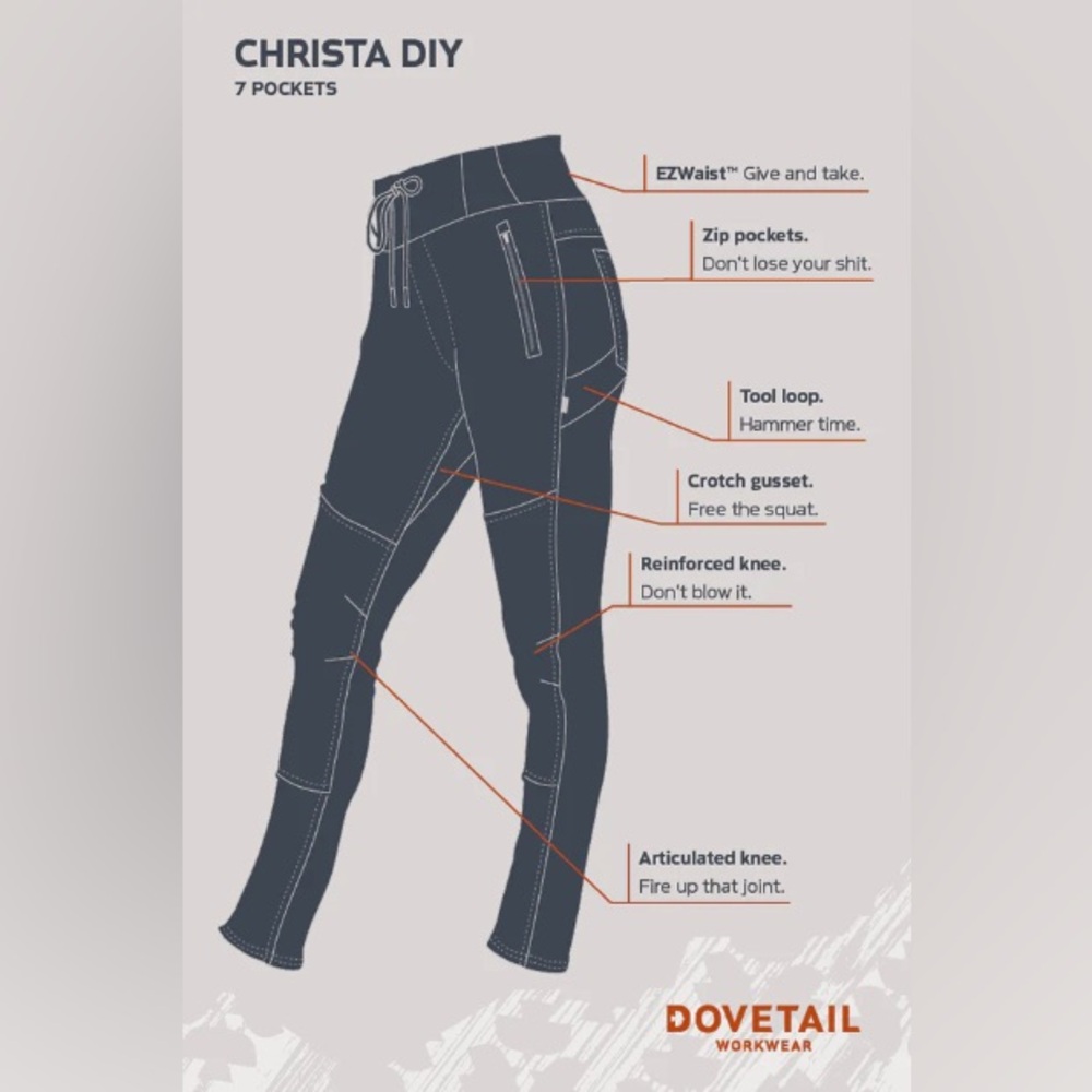 New! Dovetail Workwear, multiple size, Christa DIY, High Performance Black Denim - Picture 2 of 11